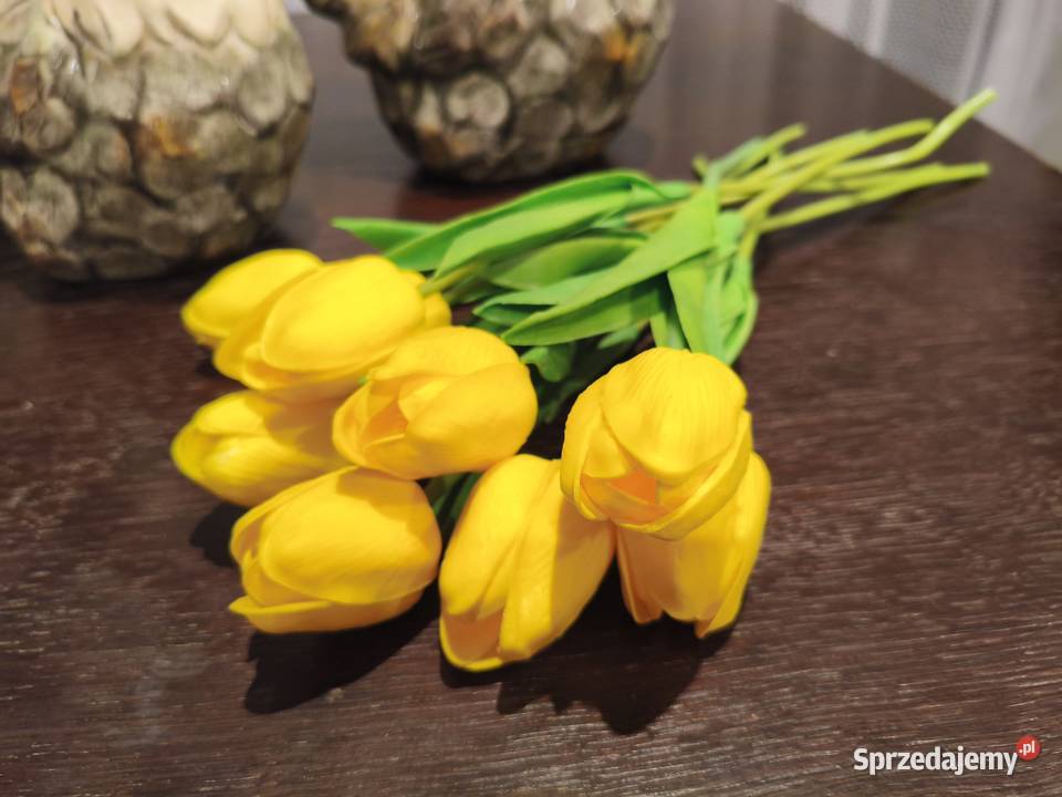 Tulipany żółte bukiet 9 sztuk sztuczne żywe żółty Dębica