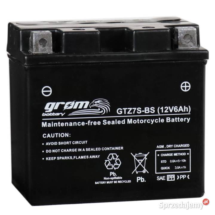 Akumulator motocyklowy GROM GTZ7S-BS YTZ7S-BS 12V 6Ah 120A P