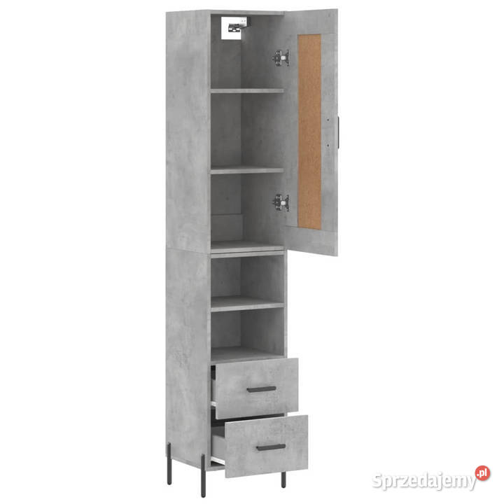 Wysoka szafka szarość betonu 345x34x180 mazowieckie