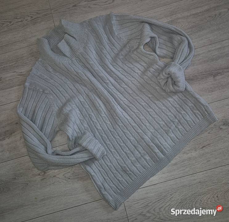 Sweter damski popielaty golf warkocze 38M sprzedam