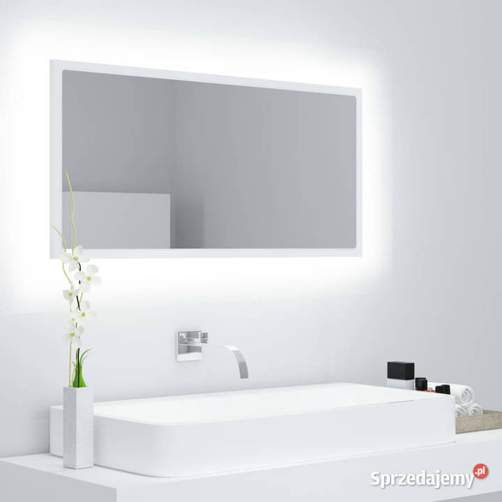 Lustro łazienkowe z LED białe 90x85x37 akryl mazowieckie sprzedam