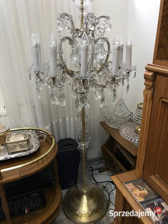 Lampa stojąca kryształ 10 ramienny mosiądz szkło Lampy podłogowe Warszawa sprzedam