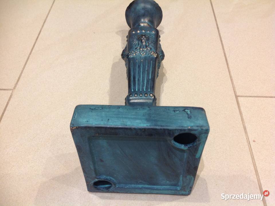 Świecznik Ceramiczny Turkusowy Duży Vintage