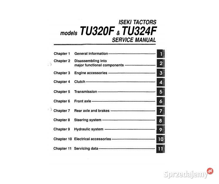 ISEKI TU 320 320F 324 324F instrukcja napraw Rolnictwo