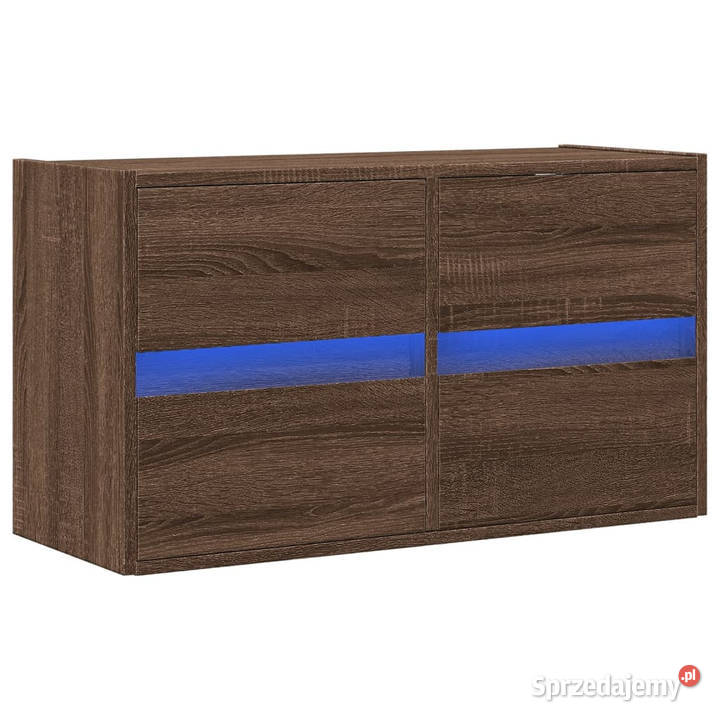 Ścienna szafka TV z LED brązowy dąb 80x31x45 Warszawa