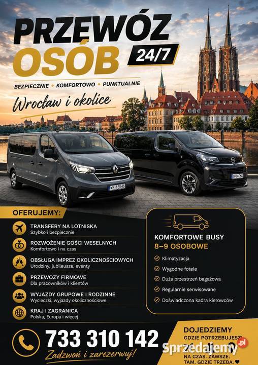 Do wynajecia bus 9 osobowy Opel Zafira life Wrocław