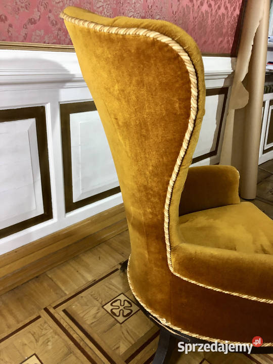 FOTEL USZAK czarny dąb tkanina welur w kolorze Konstancin-Jeziorna