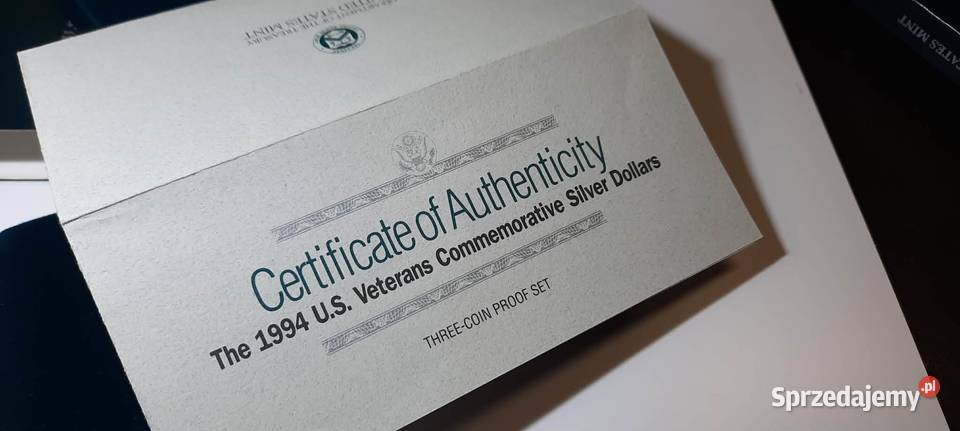 pudełko do monet dolarowych certyfikat