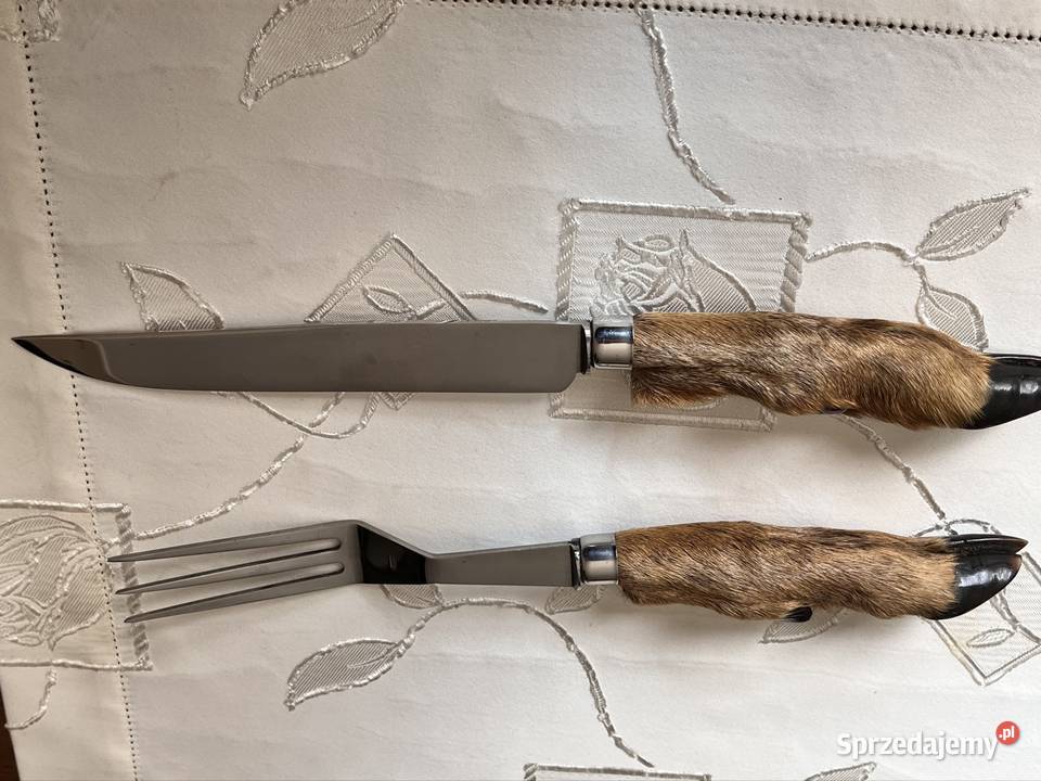 Zestaw nóż widelec z naturalnymi kopytami sarny Lucynów