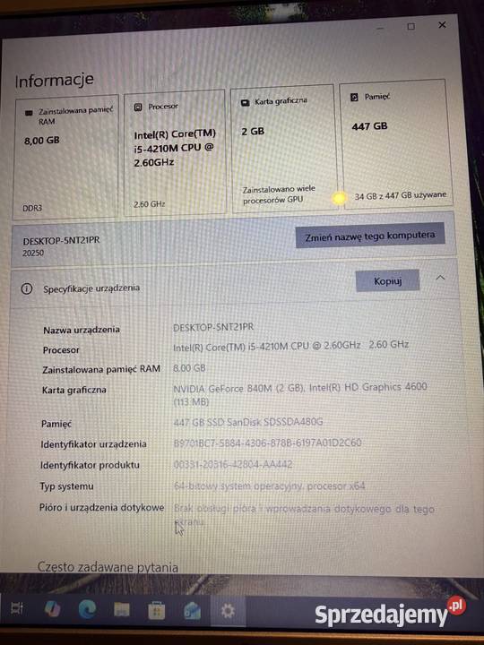 Laptop 17 Lenovo Ideapad Z710 podkarpackie Rzeszów