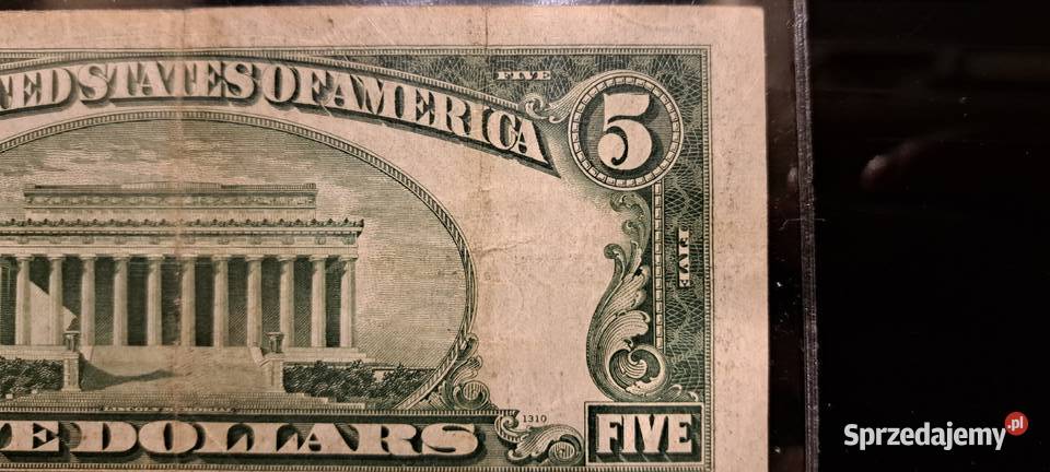 banknot pięć dolarów 1934 roku żółta pieczątka Warszawa