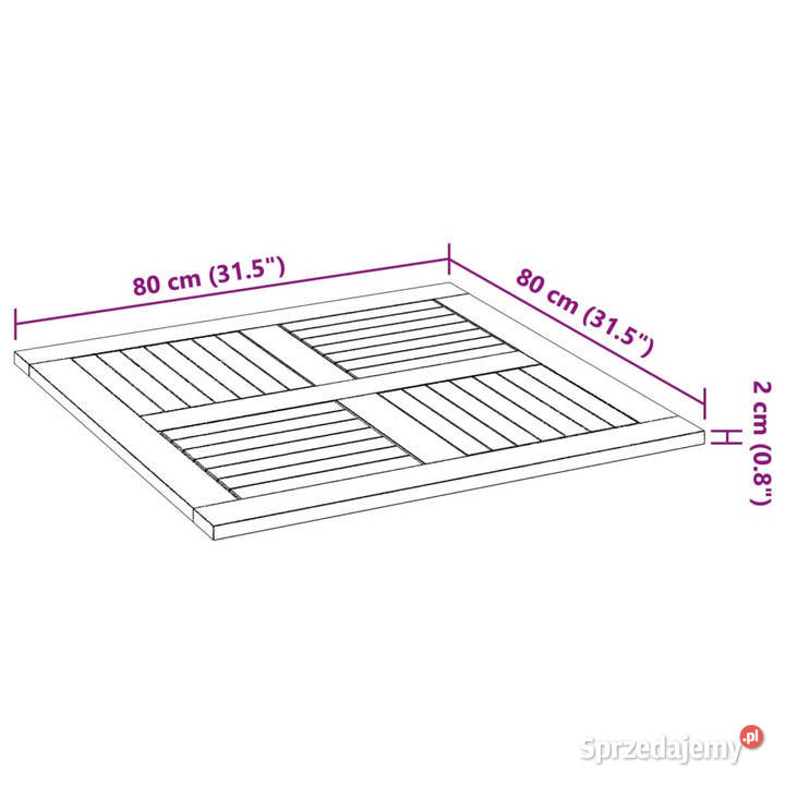 Blat do stołu 80x80x22 kwadratowy lite drewno Akcesoria meblowe Warszawa