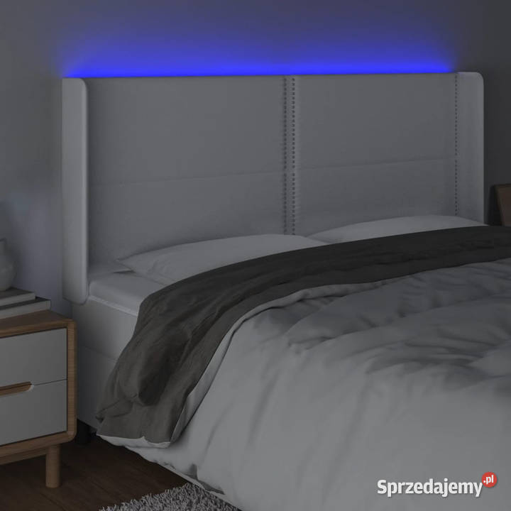 Zagłówek do łóżka z LED biały 163x16x118128 Warszawa