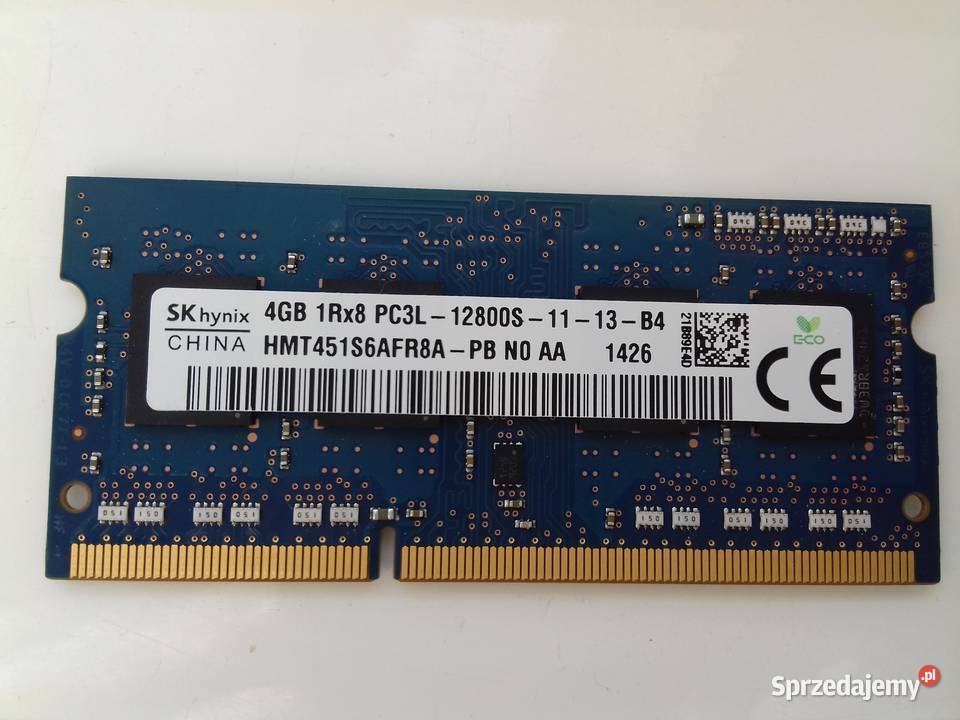 Hynix DDR3L 4GB PC3L12800S SODIMM 135V 1600MHz PC12800 1600MHz kujawsko-pomorskie Bydgoszcz