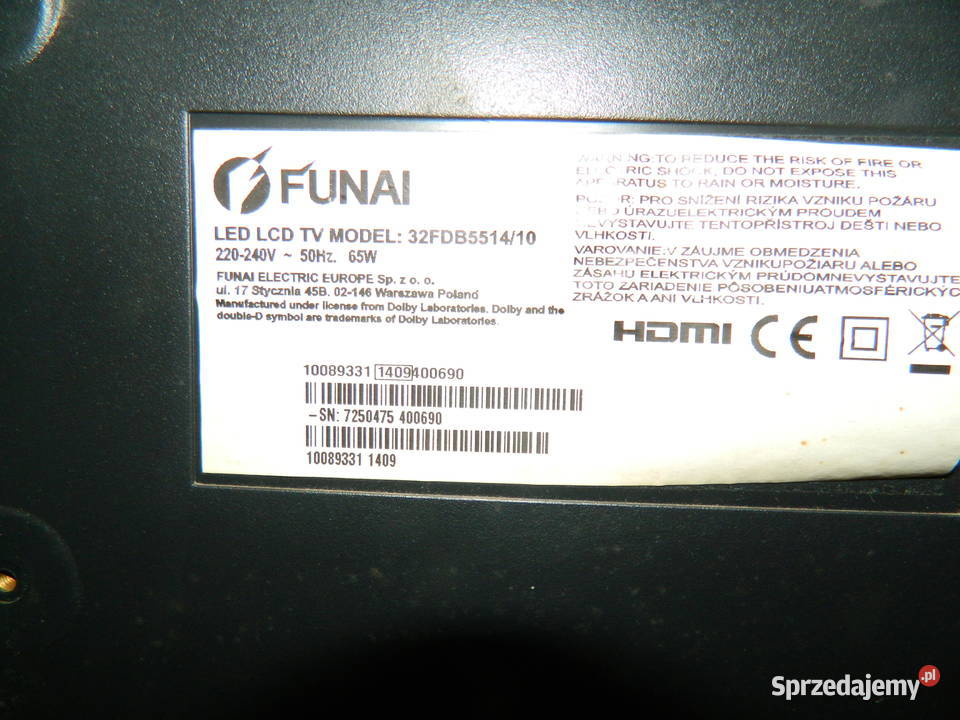 SPRZEDAM TV LED FUNAJ 32C Z NOWYM DEKODEREM Biała