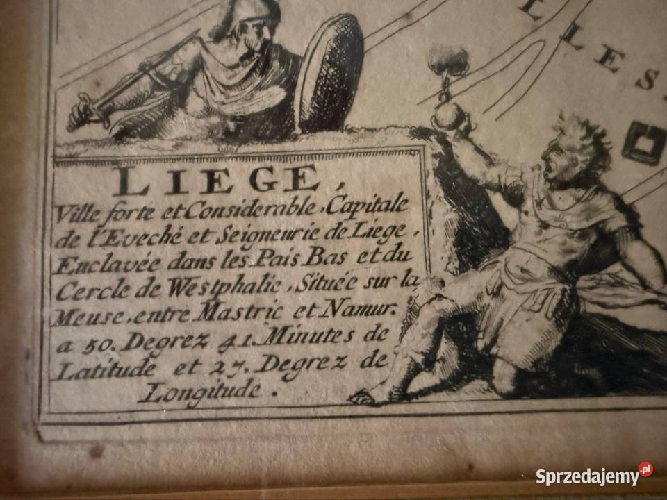 Antyczna Mapa Rycina XVII Wiek Lige Belgia 1 Czerwionka-Leszczyny
