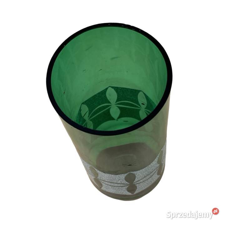 Zielony szklany wazon VEB Kunst Glas Wasungen Warszawa