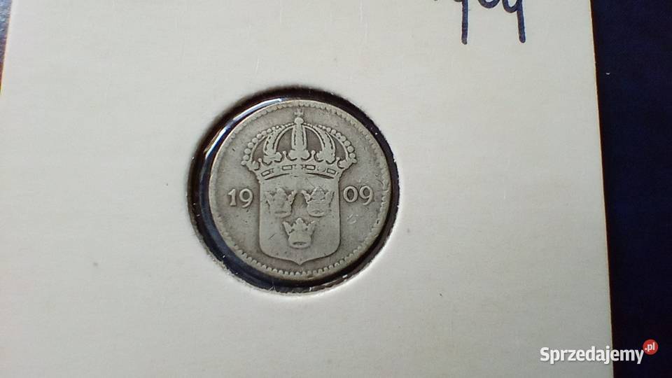 Stare monety 10 ore 1909 Szwecja srebro Lesko