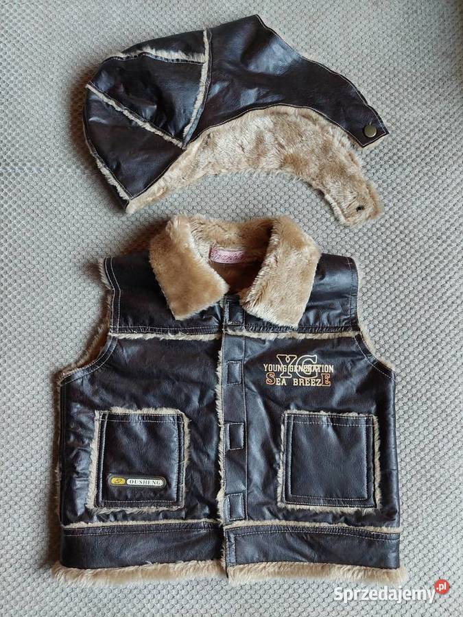 stylowy komplet kamizelka i czapka pilota retro Kraków