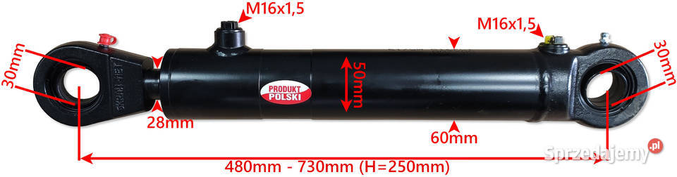 Siłownik Hydrauliczny 50x28 Skok 250 Mocowania Solec Kujawski sprzedam