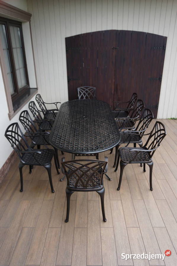 Meble ogrodowe aluminiowe duży komplet 10osób