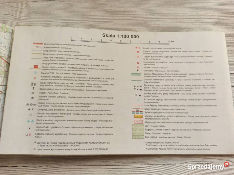 Mapa turystyczna Wielkie Jeziora Mazurskie 1993 śląskie Bielsko-Biała sprzedam