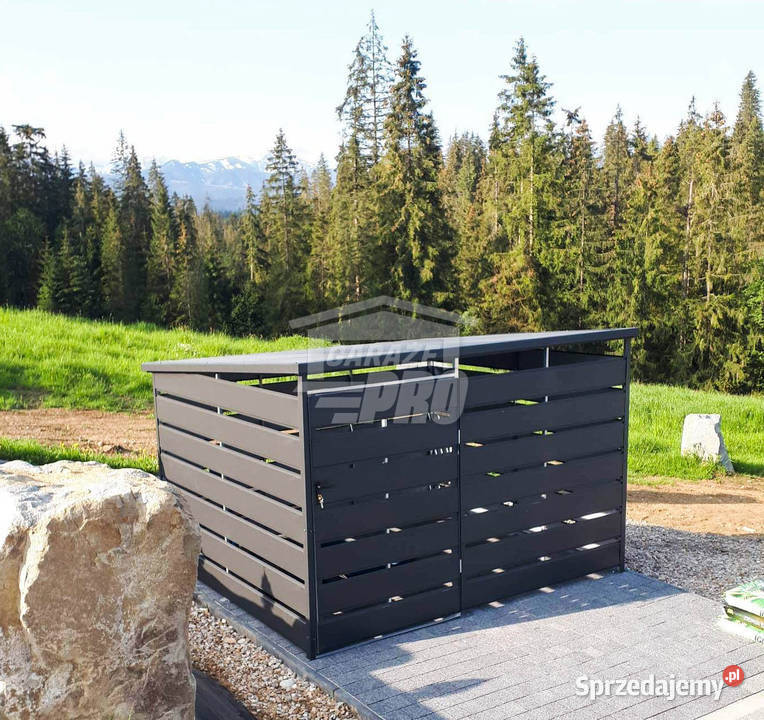 Wiata śmietnikowa 25x15m Antracyt Schowek Garaże i miejsca postojowe Mrągowo