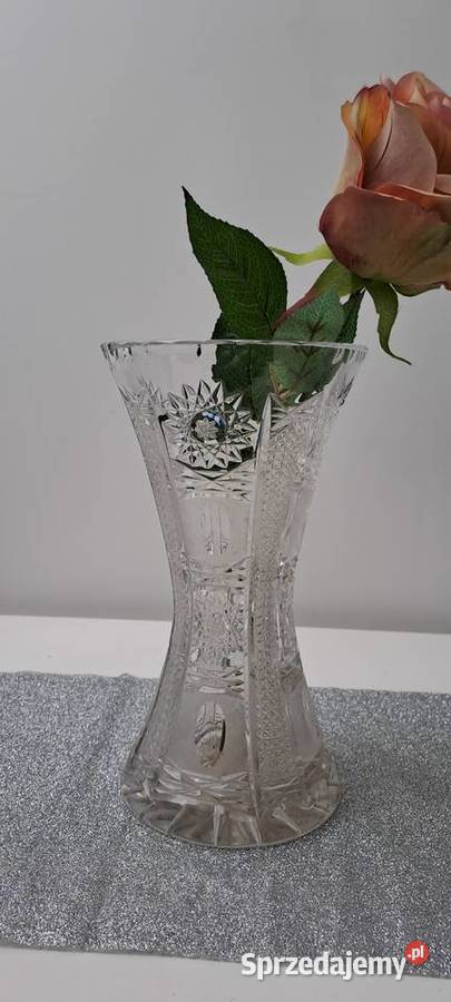 Zestaw kryształów PRL wazon duży mały bomboniera