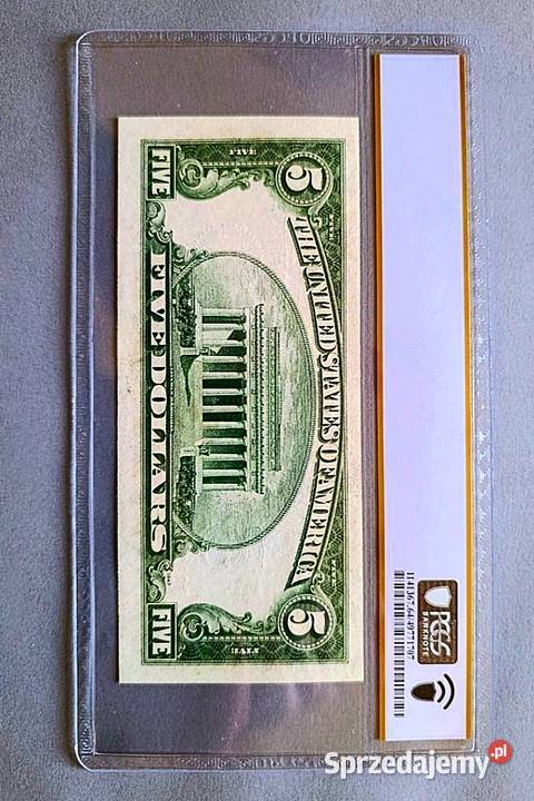 USA 5 Dolarów 1934 r Silver Certyficate PCGS 64 Numizmatyka Węgorzewo