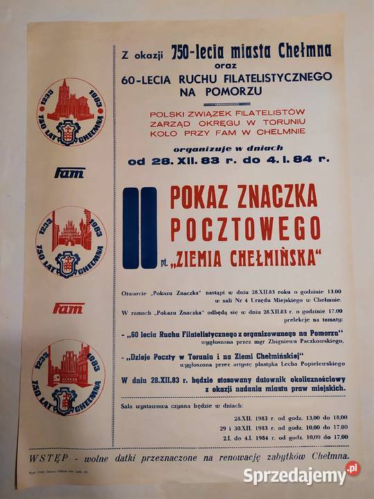 Oryginalny plakat PRL Pokaz Znaczka Pocztowego