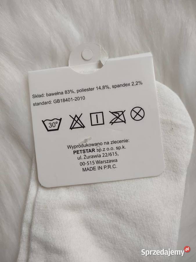 Białe skarpetki z kotkiem uniwersalny biały