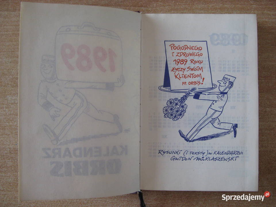 Kalendarz ORBIS 1989 rysunki Gwidon Miklaszewski Dąbrowa Górnicza sprzedam