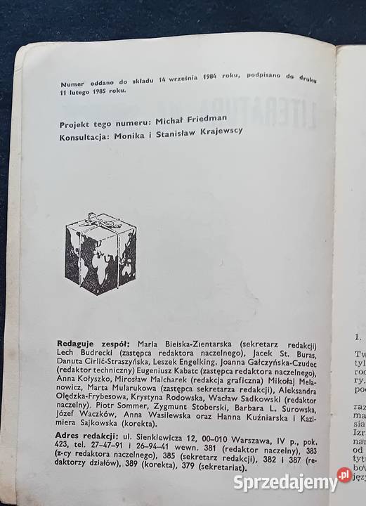 Literatura na świecie 12 161 1984 r Format Antykwariat wielkopolskie