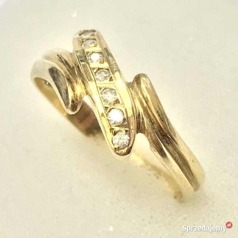 Złoty pierścionek 585 14K cyrkonie elegancki Warszawa sprzedam