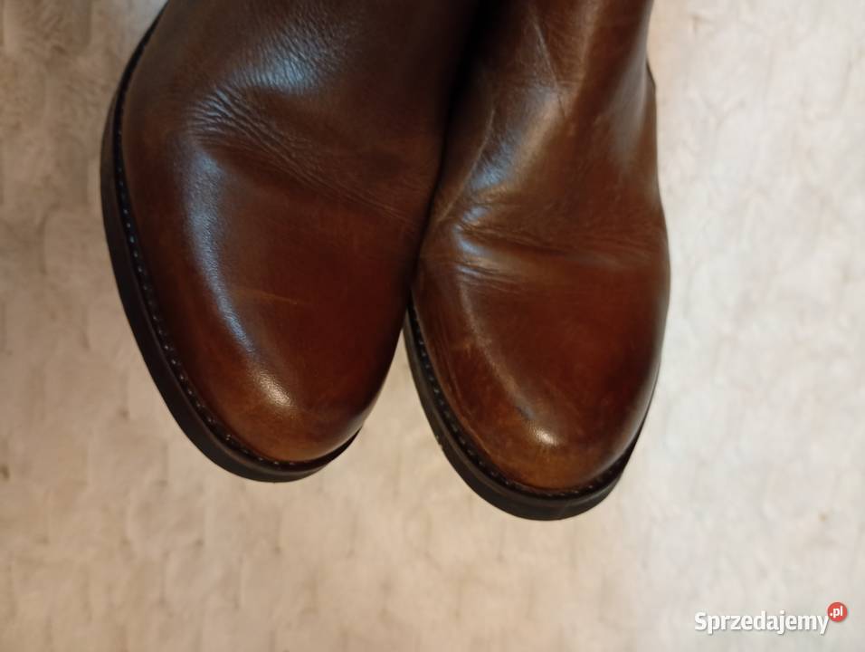 40 Real Leather wygodne brązowe botki biznesowe inna małopolskie