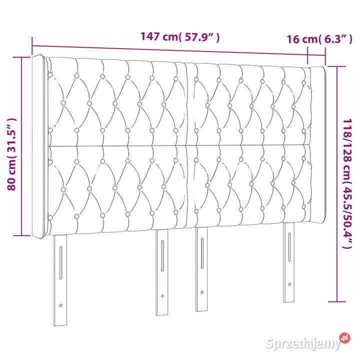 Zagłówek do łóżka z LED jasnoszary 147x16x118128 mazowieckie Warszawa