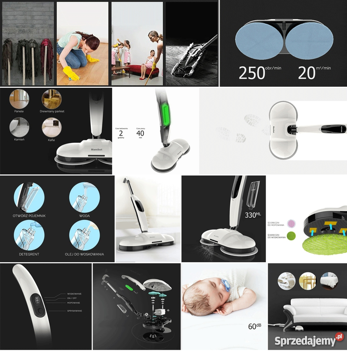 MOP ELEKTRYCZNY BEZPRZEWODOWY 3W1 MAMIBOT MOPA