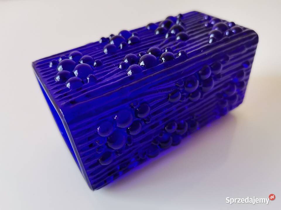 Stary mały niebieski wazon szkło kobaltowe śląskie Katowice sprzedam