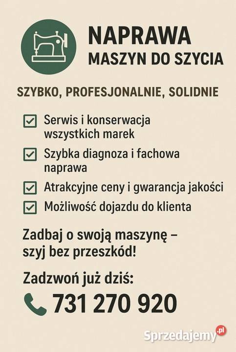 Naprawa maszyn do szycia serwis regualcja Śrem naprawa