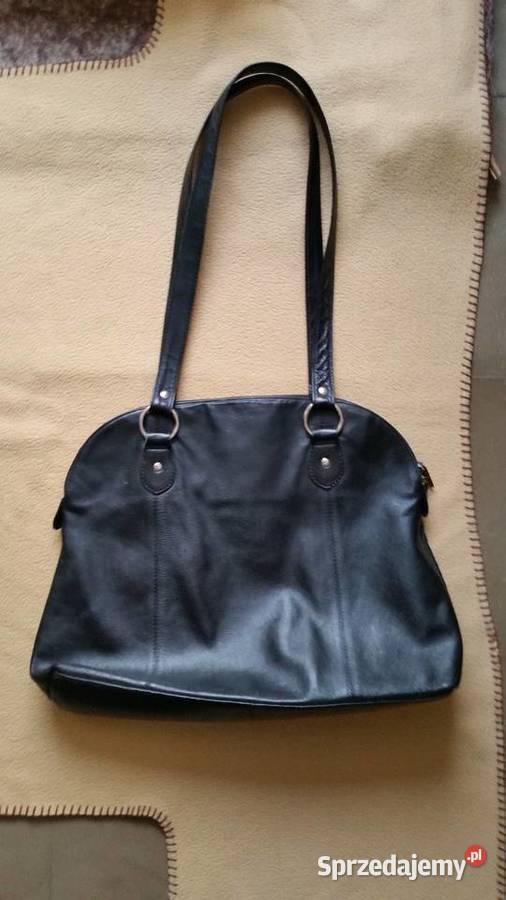Czarna torba damska skora naturalna 32cm Puławy