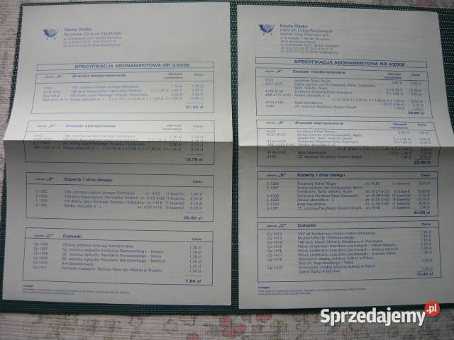 Specyfikacje abonamentowe I Antyki, Sztuka, Kolekcje Myszków sprzedam