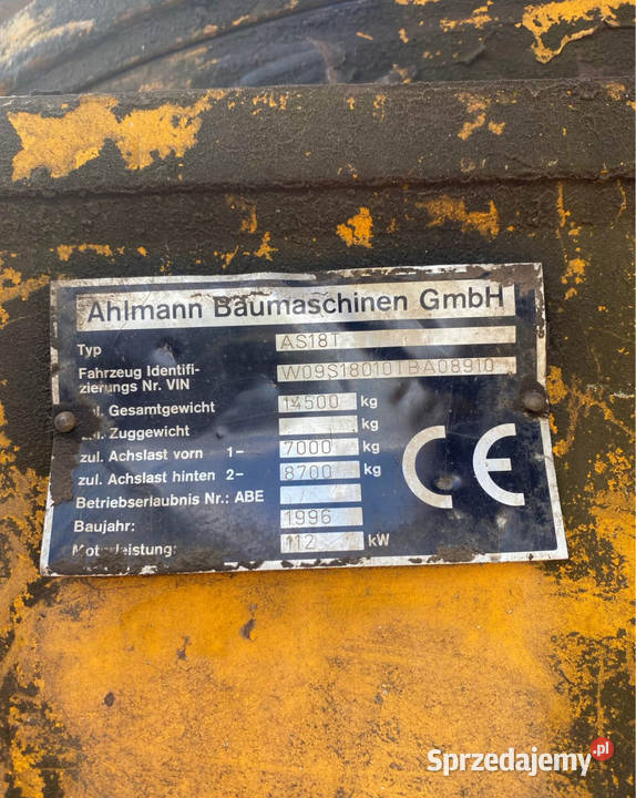 Ahlmann AS18 T Rok produkcji 1996 Rawicz