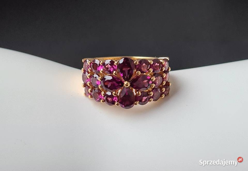 Pierścionek srebro 925 złocone Rodolity sprzedam