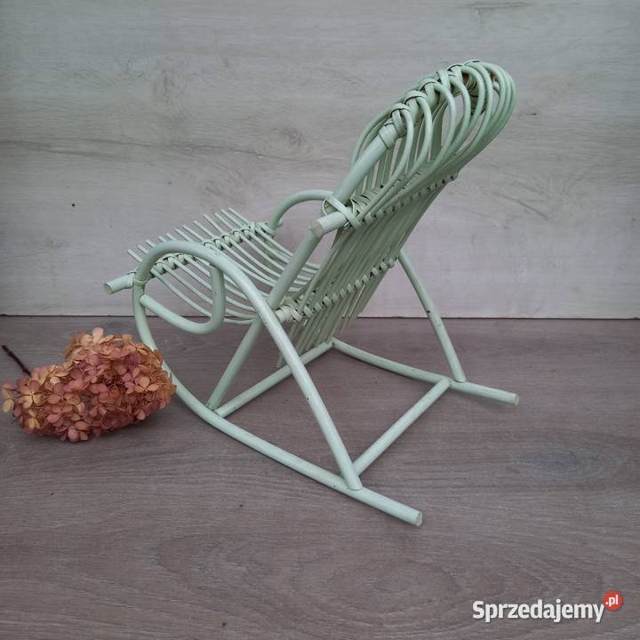 Drewniany bibelot miniatura wiklinowy fotel Warszawa