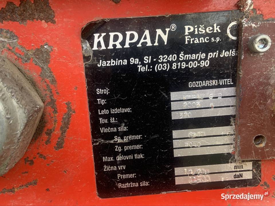 Wyciągarka leśna KRPAN 6e Rolnictwo Brzozów sprzedam