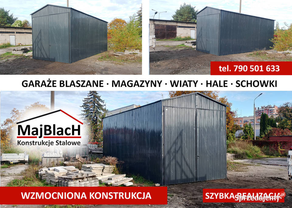 Wysoki Garaż Blaszany Grafitowy Wiata MAGAZYN wielkopolskie