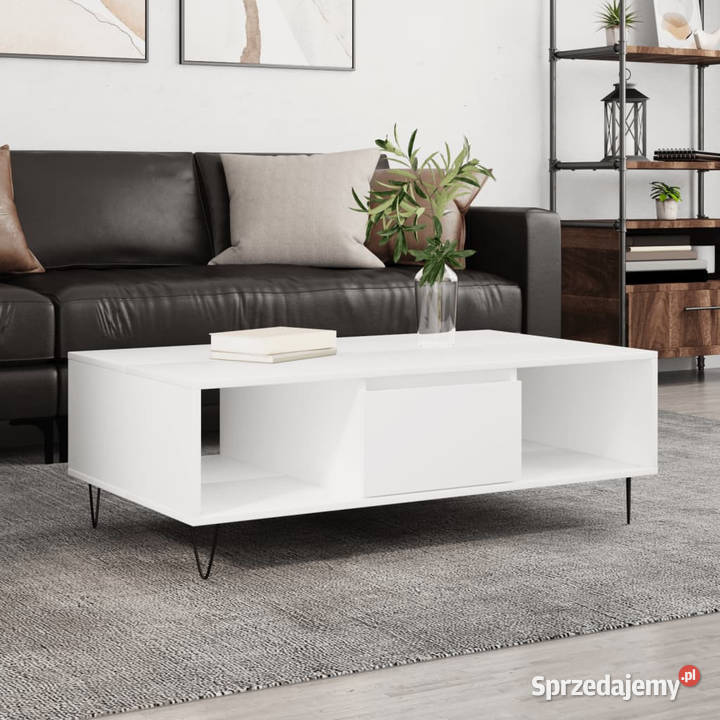Stolik kawowy biały 104x60x35 materiał Warszawa