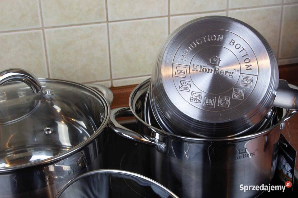 299 Zestaw dużych garnków nierdzewnych z Zabrze