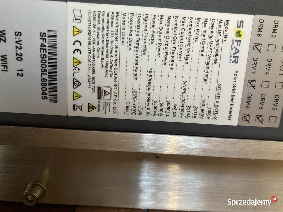 Sprzedam falownik Sofar 55 KTL 55kw lubuskie Zielona Góra
