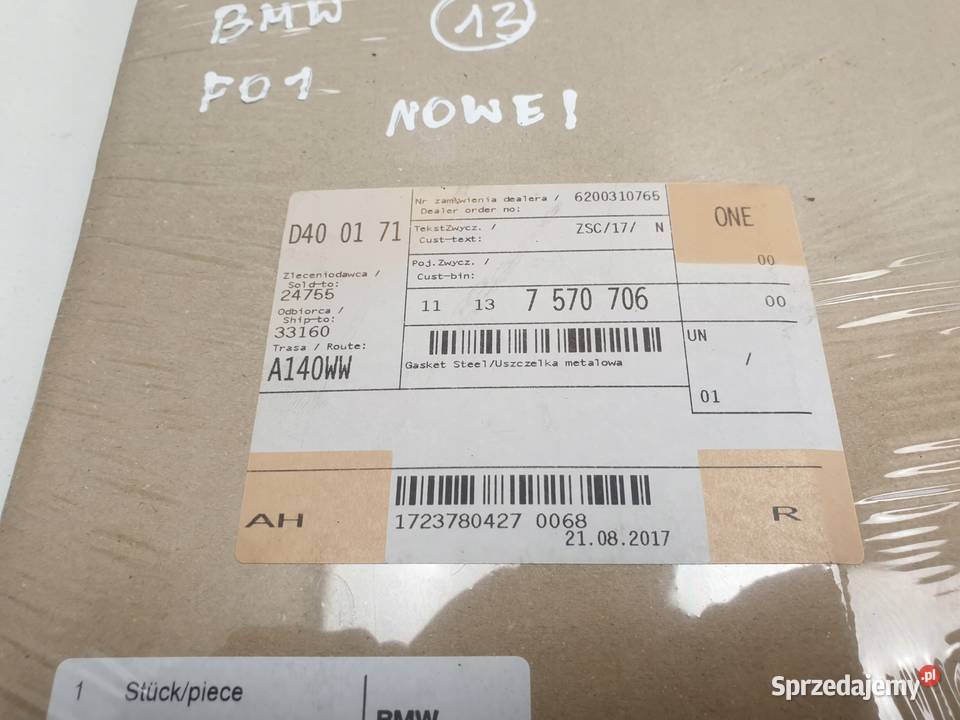 BMW F01 F02 METALOWA USZCZELKA 7570706 Nowa Chełm